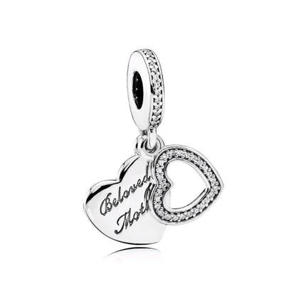 New 925 Sterling Silver Heart Number Charms Fit Original Europeans Bracelet Love Angel Wings Globe DIY Jewelry Gift for Women