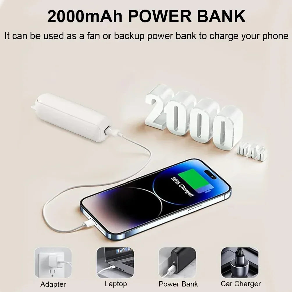 Portable Hand Held Fan with USB Rechargeable 2000mAh Battery, Foldable, Small,or Girls, Travel For Women, Outdoor Amagi