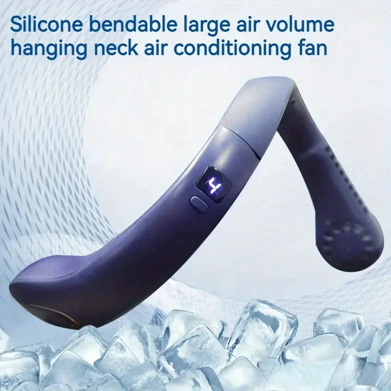Portable Neck Fan, Hands-Free Bladeless, 5 Speeds, 4000 mAh Battery Operated Wearable Personal Fan, Twistable, Rechargeable