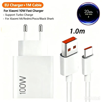 Original Xiaomi 100W EU Turbo Fast Charger 1M 6A Cable USB Adapter For mi 17 Max POCO X7 X8 F7 F8 Pro Ultra Type C Cable