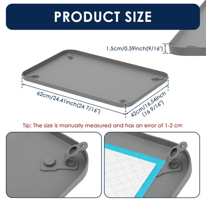 Pet Pee Pad Holder Silicone Dog Urine Pad Holder with Corner Snaps Leak Proof Puppy Pee Tray Mat Dog Training Mat Pet Supplies