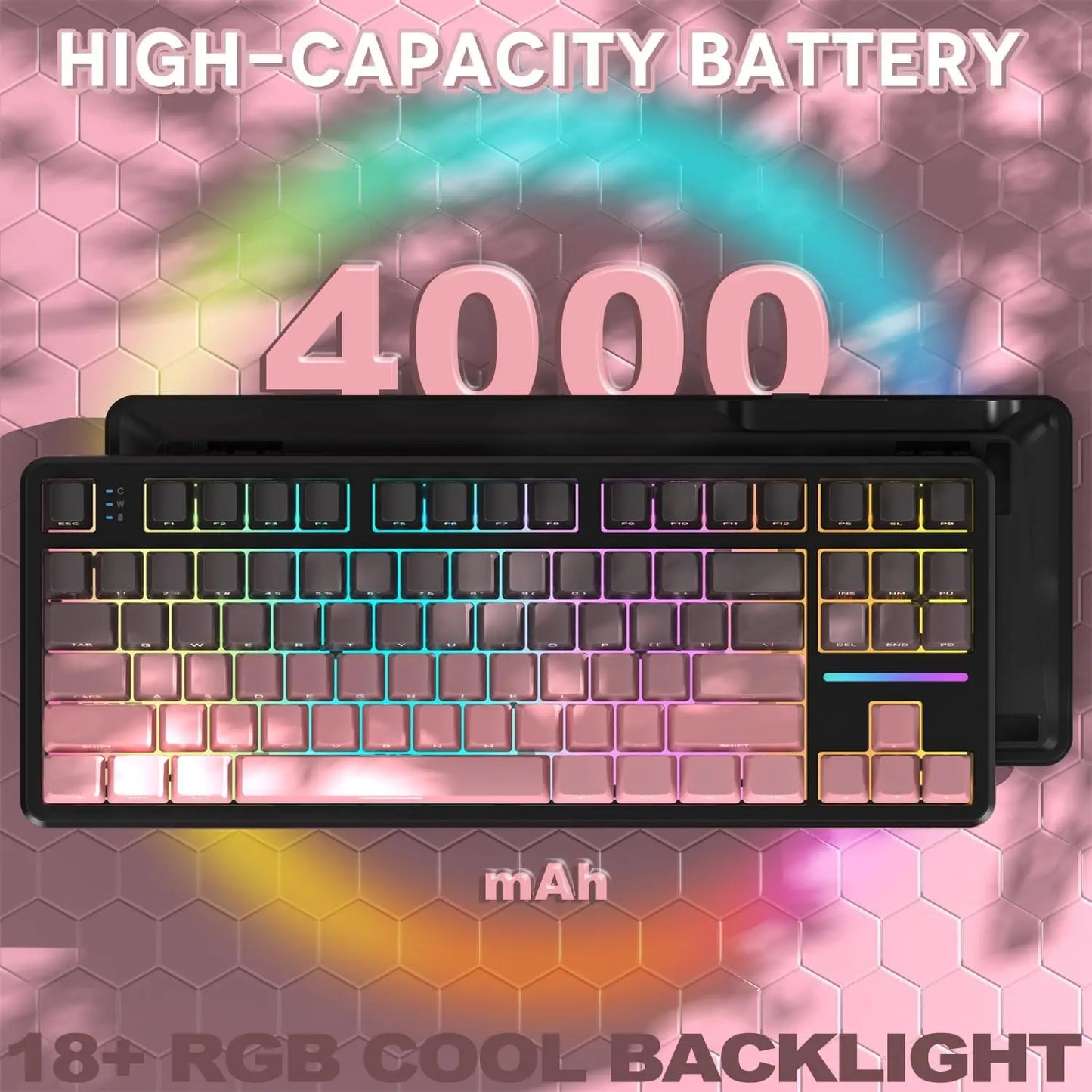 Attack Shark X87 Wireless Mechanical Keyboard, Hot Swappable Gasket Gaming Keyboard RGB Backlit Gaming Keyboard,BT/2.4GHz/USB-C