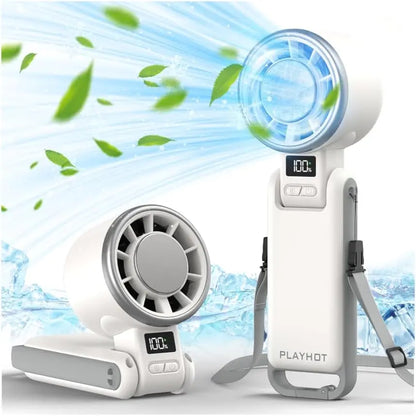 Portable Fan: 60°F Ice Cooling, Up to 12Hrs Runtime, 25550RPM Powerful Motor, 5 Speeds, Hand/Neck/Desk 3-in-1, Rechargeable