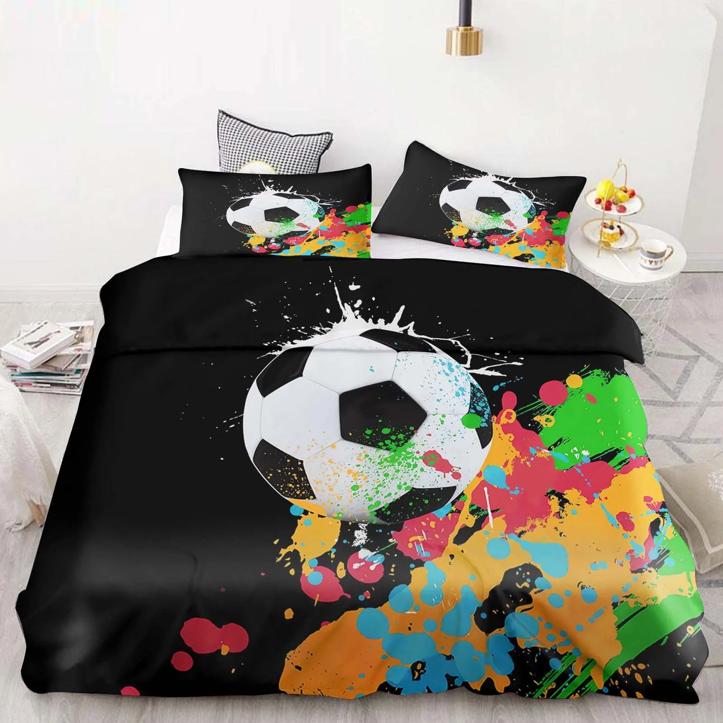 Football Duvet Cover Set Comforter Bedding 3d Children'S Bedding Set 3-Piece 1 Quilt Cover King Size