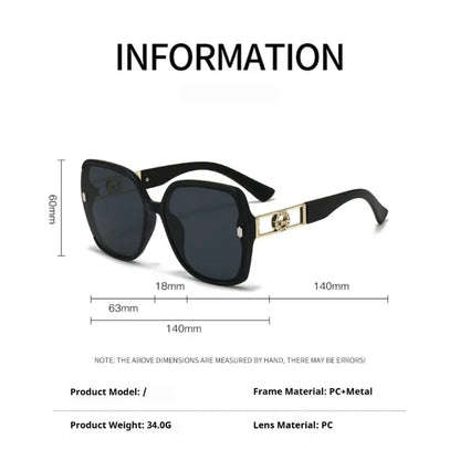 Fashionable Luxury Square Sunglasses, Premium Ladies' Sunglasses, Classic Vintage Eyewear, Women's Summer Travel Sunglasses.
