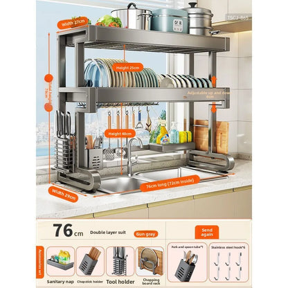 Dish Storage Rack Kitchen Sink Shelf Dish Drain Rack Sink Dish Shelf