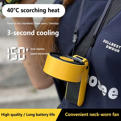 Lenovo 3-in-1 High-Speed Handheld Fan Portable Foldable 3-second Cooling 150 Wind Speeds LED Display with Lanyard For Outdoor