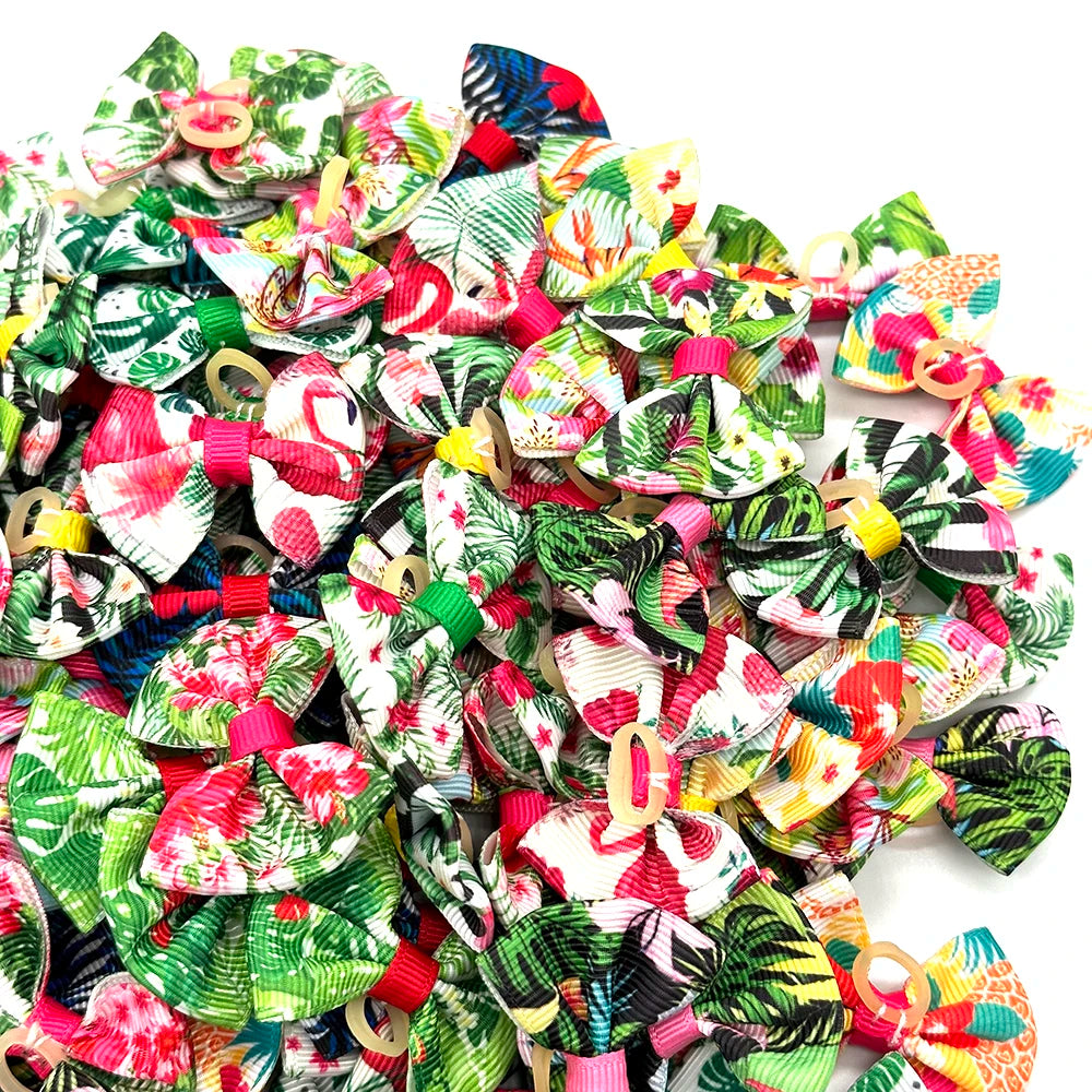 50/100pcs Summer Dog Hair Bows Pet Dog Hair Accessories Rubber Band Dog Accessories Pet Supplies Small Dog Bows Dogs Hair Bows