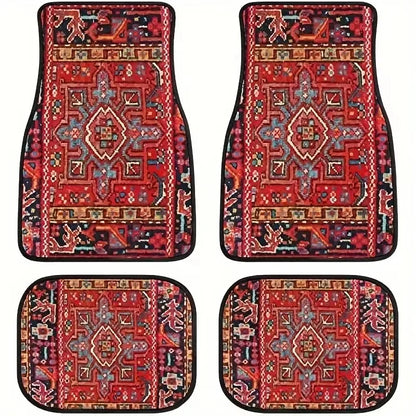 Car Floor Mats Set of 4 Persian Rug Design Durable Front Rear Carpets for Cars Trucks SUVs