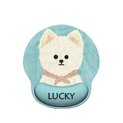 Cute Cartoon Mouse Pad with Wrist Rest Anti-Slip Rubber Puppy Mouse Pad HD Printing Cute Wrist Rest Pad Desktop Setup