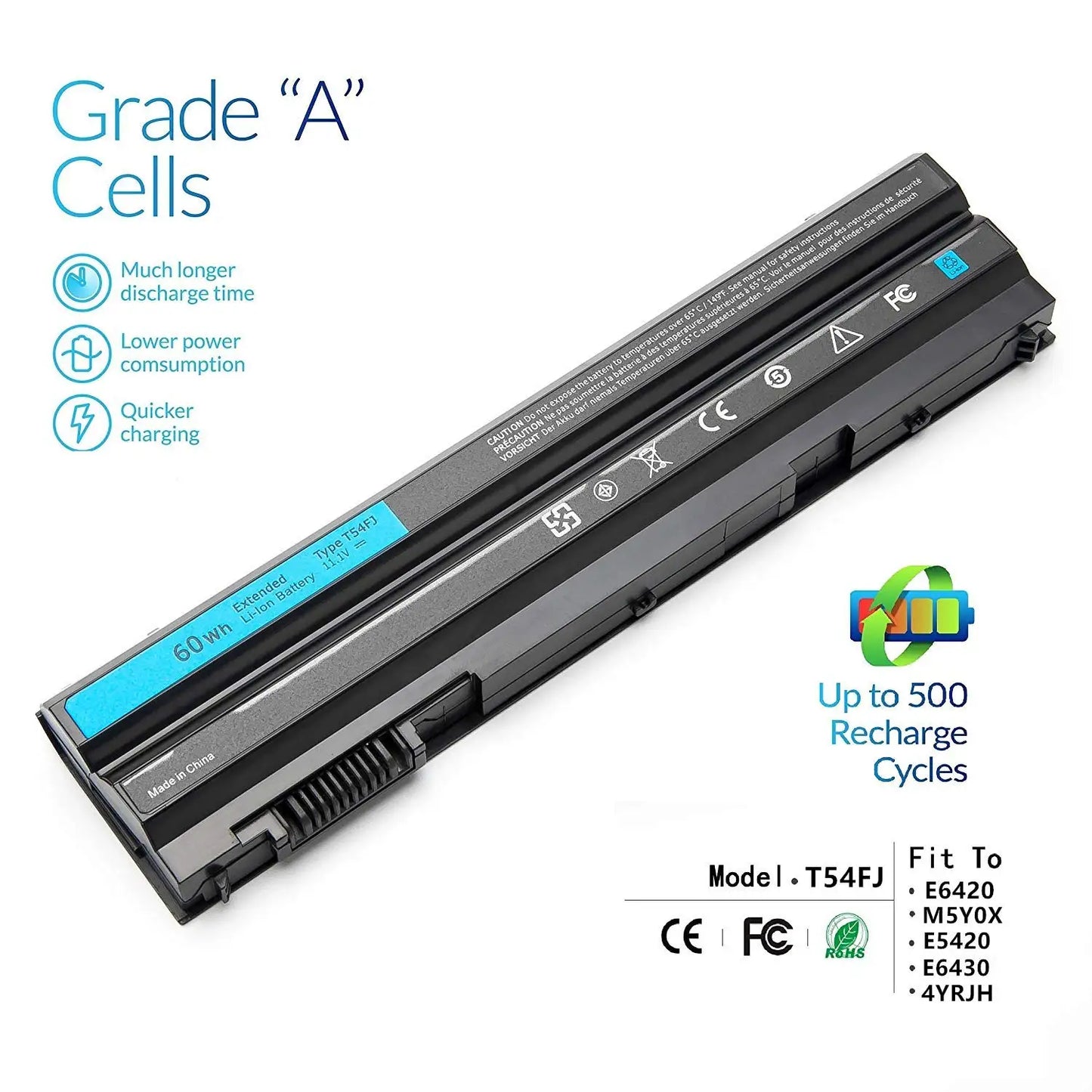 60Wh T54FJ E6420 E6430 Battery for Dell Latitude E5430 E5520 E5530 E6520 Inspiron 14R 4420 5420 15R 5520 7520 17R 7720 T54F3