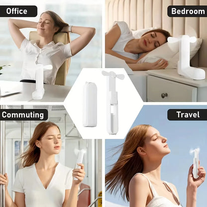 Portable Mini Handheld Fan Small Pocket Fan USB Rechargeable Battery Fan Folding Cooling Hand Fan Mini USB Fan with Power Bank