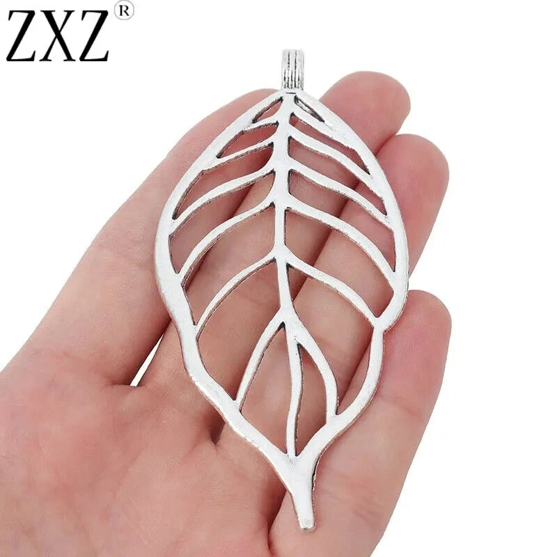 5pcs Antique Silver Color Large Tribal Branch Leaf Charms For DIY Fashion Necklace Jewellery Making Findings Accessories