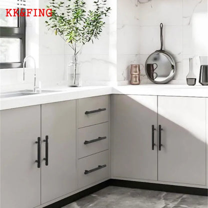 KK&FING Modern Aluminum Alloy Black Gold Kitchen Cabinet Handles and Knobs Drawer Handles Wardrobe Door Pulls Furniture Hardware