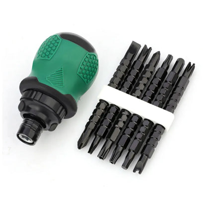 Ratchet Screwdriver Set Short Handle Cross Groove Drill Head Telescopic Detachable Steel Screw Driver Repair Hand Tools