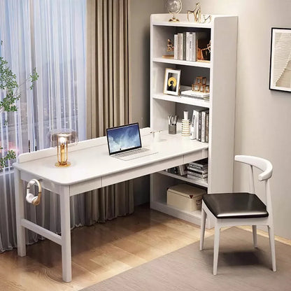 Modern Home Office Computer Desk Writing Desk With Bookshelf Storage Shelf Wooden Computer Table