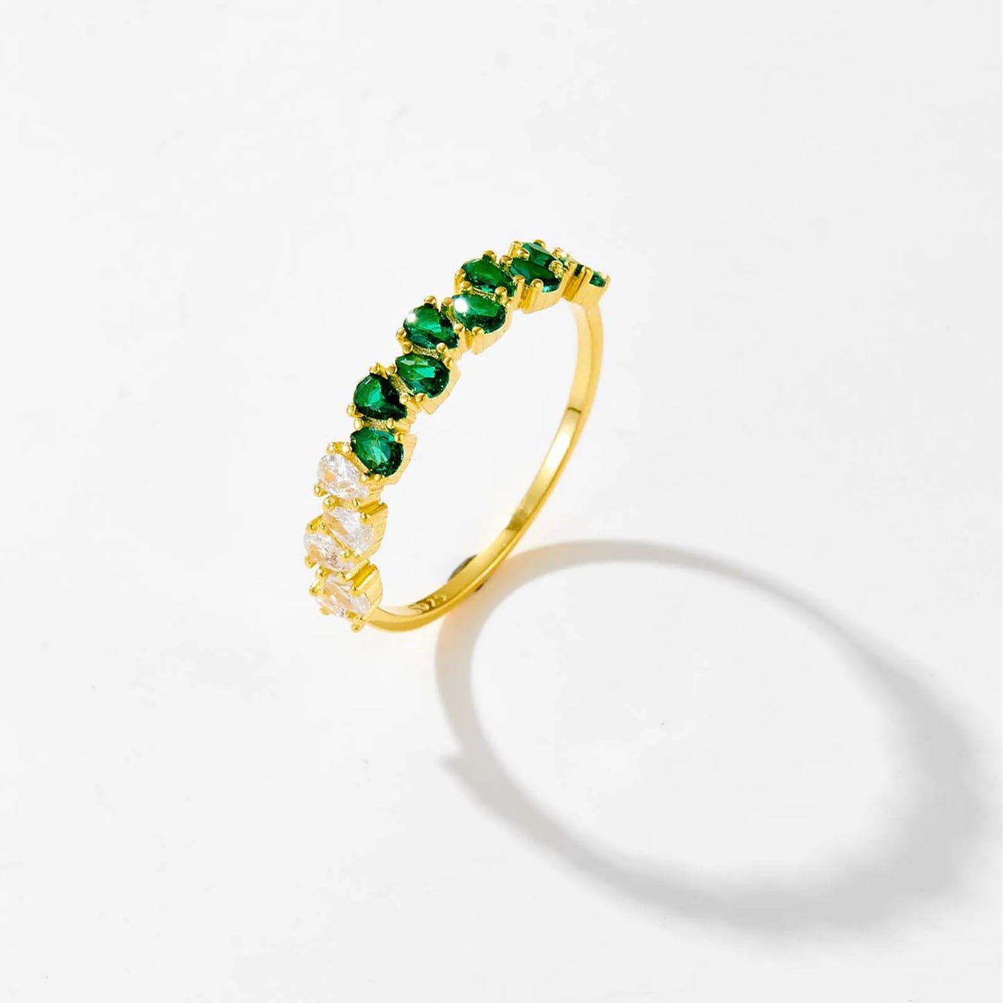 ANDYWEN New 925 Sterling Silver Pear Green Olive CZ Zircon Colorful Ring Women Luxury Fine Jewelry 2024 Spring Fine Jewelry