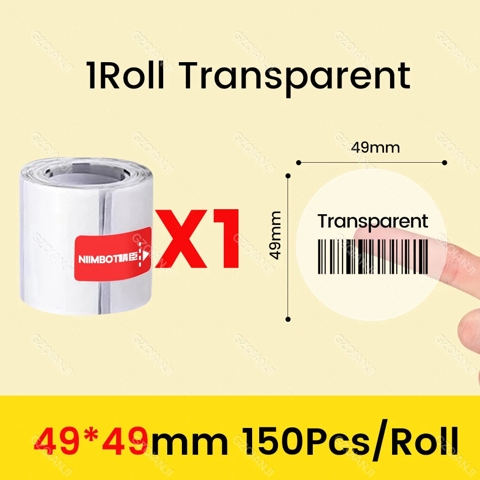Niimbot Clear Sticker Thermal Paper Transparent Self-Adhesive for B1 B21 Label Maker Round Flower Pattern Waterproof Single Roll