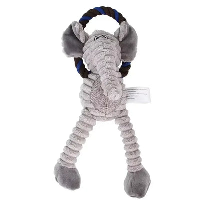 Dog Plush Toy Pet Squeaky Animals Stuffed Toy Bite-Resistant Teeth Cleaning Chew Toy Interactive Companion Toys Pet Supplies