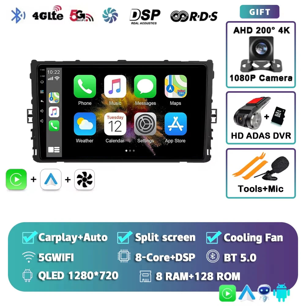 Android 16 Car Radio GPS Navigation QLED Carplay Auto Multimedia Stereo Player For Volkswagen VW Polo Plus Jetta MK7 T6 Passat