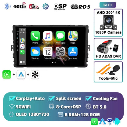 Android 16 Car Radio GPS Navigation QLED Carplay Auto Multimedia Stereo Player For Volkswagen VW Polo Plus Jetta MK7 T6 Passat