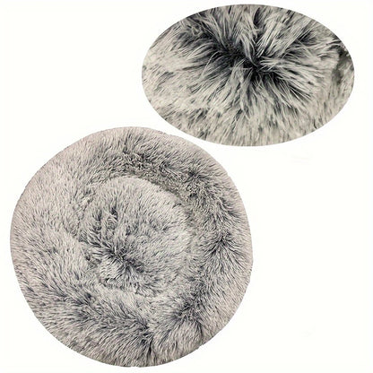 Round Pet Bed for Large Dog Bed Donut Long Plush Cat Bed for Medium Dog House Winter Warm Sleeping Pet Kennel Removable Dog Sofa