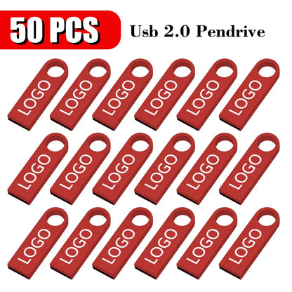 50PCS/lot Free Custom Logo Pendrive 16GB USB Creative Metal Key USB 2.0 Flash Drive Pendrive 4GB 8GB 32GB 64GB Memory Stick