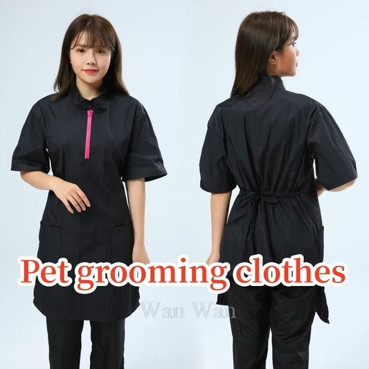 Pet Dog Grooming Clothing Waterproof Work Clothes Pet Groomer Uniforms Long Style Hair Salon Anti Hair Smock Hairdresser Gown