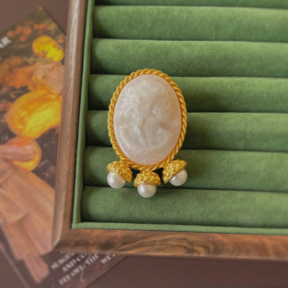 SHMIK Vintage Palace Style Relief Beauty Pendant Crystal Badges Brooch For Women Elegant Retro Middle Design Pin Jewelry