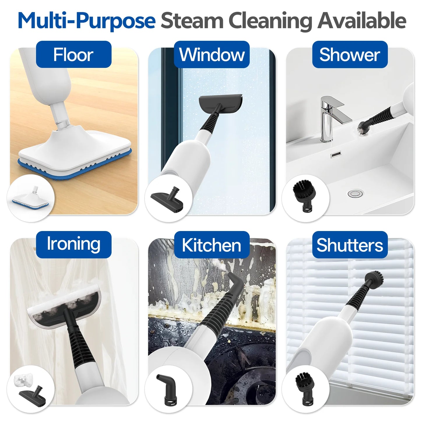 Vastorm Steam Mop Powerful 6 in 1 Handheld Scrubbing Steam Vacmop Detachable Floor Steam Cleaner High Temperature for Hardwood Floor Marble Floor Kitchen Carpet-F2