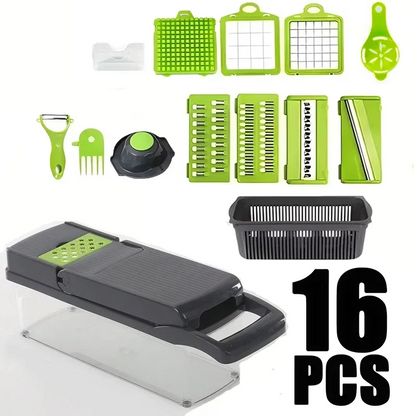 Pro-Series 16-in-1 Vegetable Chopper, Dewpeton Mandoline Slicer, Veggie Chopper, Food Chopper with Container, Vegetable Cutter