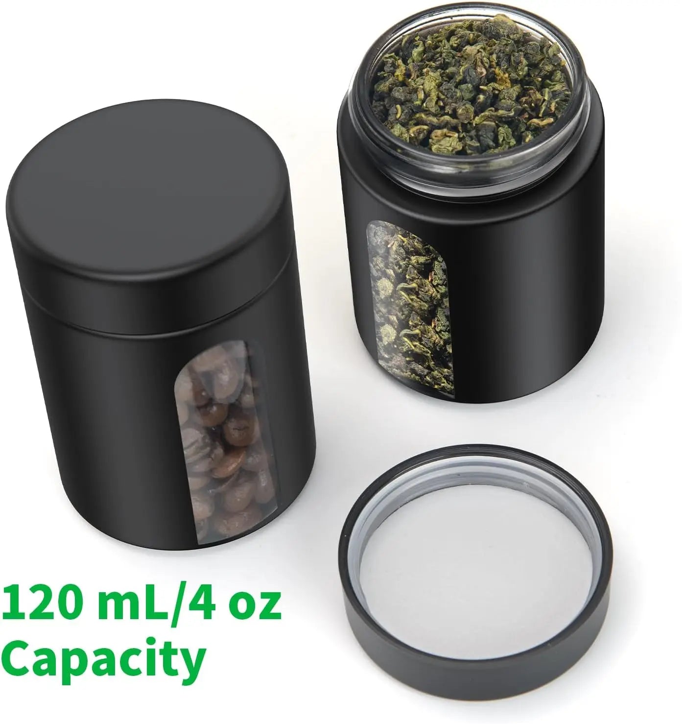 Glass Storage Jar (4 oz, 120ml) Smell Proof Visual Container Child Resistant Cap Multipurpose for Coffee Teas Herbs Spices