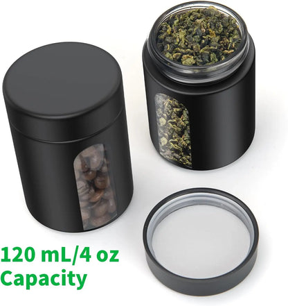 Glass Storage Jar (4 oz, 120ml) Smell Proof Visual Container with Child Resistant Cap Multipurpose for Coffee Teas Herbs Spices