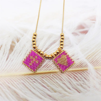 ZHONGVI Scapular Necklace Miyuki Heart Cross Adjustable Necklace Lady Necklace Stainless Steel Bead Necklace Jewelry