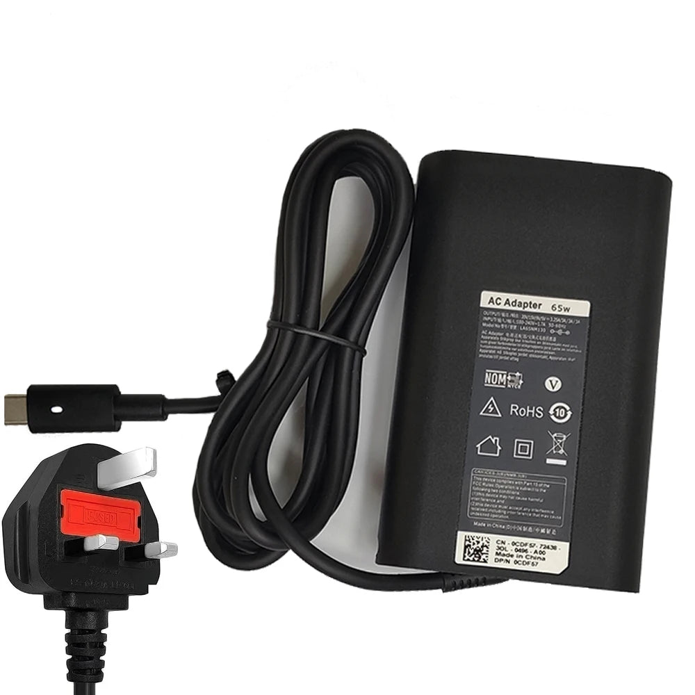 65W USB-C Type C Laptop Charger for Dell Latitude 7275 7370 5420 5285 5290 5520 XPS 13 9250 9360 9365 9370 9380 9350 9550 02YK0F