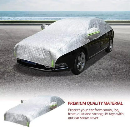 1pc All-Weather Half Car Body Cover - Waterproof, Dustproof, UV & Snow Resistant for Sedans, Protects Windshield and Roof