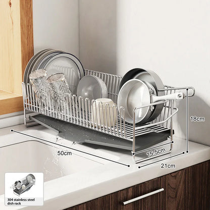 Dish Drying Rack with Drainboard, Dish Rack for Kitchen Counter, Dish Drainer Rack with Utensil Holder, Kitchen Organization