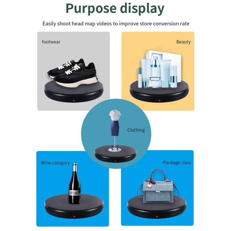45CM/17.7in Motorized Rotating Display Stand Display Base 360°Rotatable Electric Potography Turntable for Products Display Live