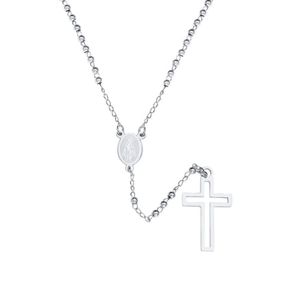 Simply Rosary Necklace,Cross Necklace, Virgin Mary Religious Necklace, Lariat Necklace for Men Women Jewelry