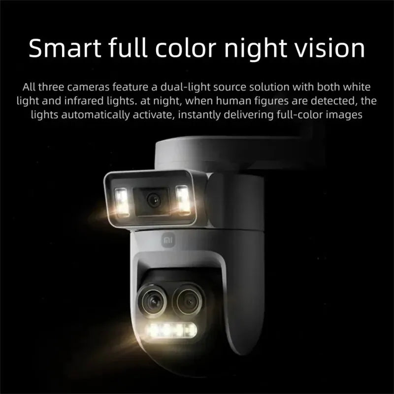 XiaoMi New Smart Outdoor Camera 4 Pro Triple Camera Zoom Edition，360° 5MP 3K，9x Hybrid Zoom，IP66，Chinese Version With Adapter