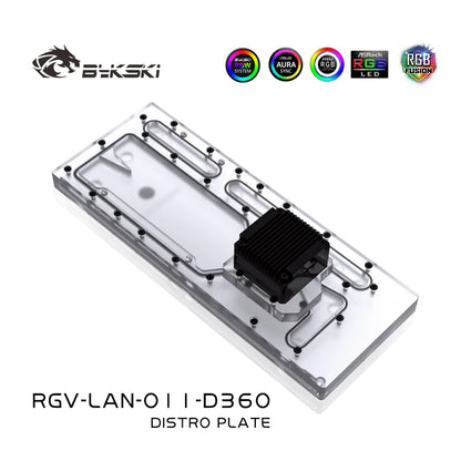 Bykski Acrylic Distro Plate / Board for LIAN LI O11 Dynamic Case / Fit Dual 360MM Radiator / Combo DDC Pump / RGV-LAN-O11-D360