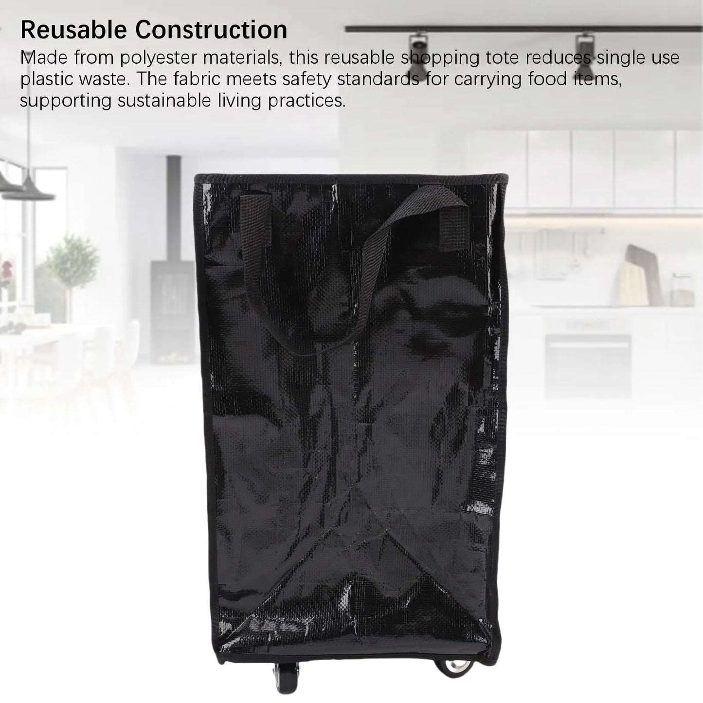 Reusable Grocery Bag On Wheels Water Proof Large Capacity Rolling Tote Bag with Reinforced Handles
