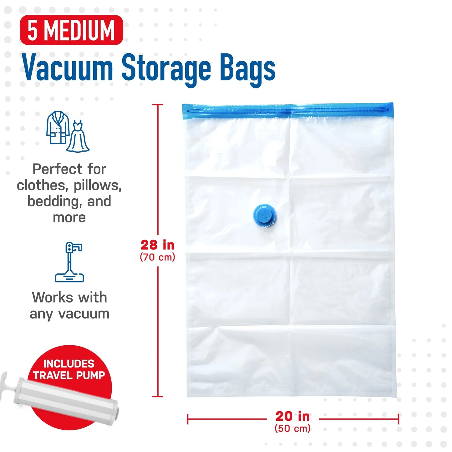 Vacuum Storage Bags, 15-Pack Space Saver Vacuum Storage Bags, Vacuum Seal Bags for Clothing, Clothes, Comforters and Blankets