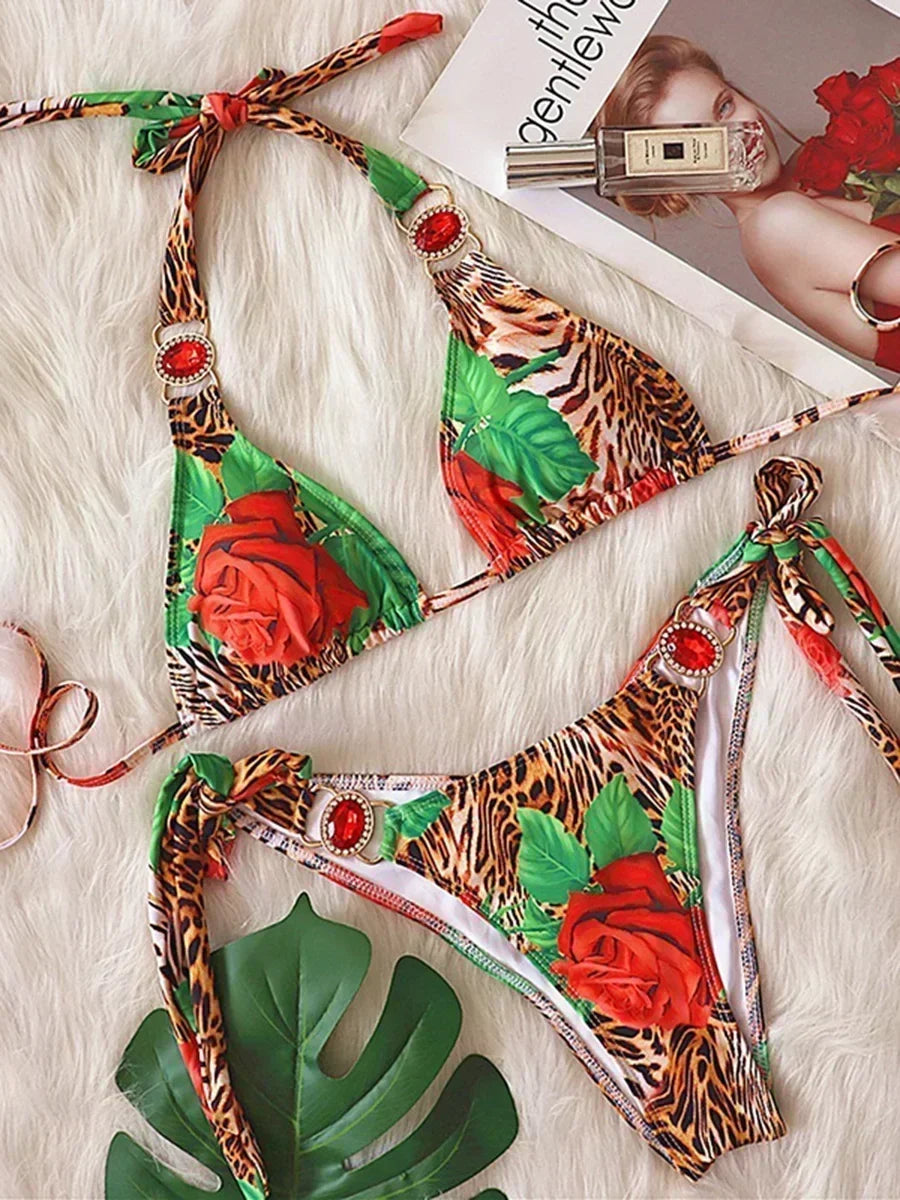 Halter Crystal Rhinestone Diamond Bikini 2025 Female Swimsuit Women Swimwear Two Pieces Bikini set Brazilian Bathing Suit Swim