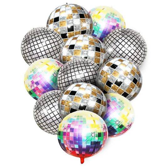 70S 80S 90S Disco Party Decorations 22 Inches 4D Colorful Ballons Balloons,12PCS Disco Ball Balloons For Birthdays-A21R