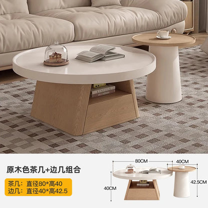 Middle-aged Style Coffee Table Modern Simple Living Room Home New Style Light Luxury High-end Small Apartment Round Coffee Table