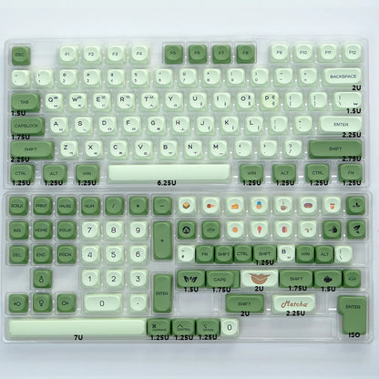 KBDiy 143 Keys/Set Russian Japanese Korean Matcha Keycap Green KOA PBT Keycaps for Mechanical Keyboard Caps for GMK67 GMK64 61