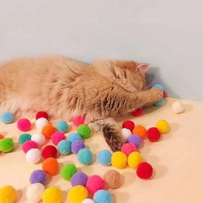 Colorful Plush Ball Cat Toys for cats Molar Bite Resistant Bouncy Interactive Funny Cat Balls Chew Toy Training Toy Pet products