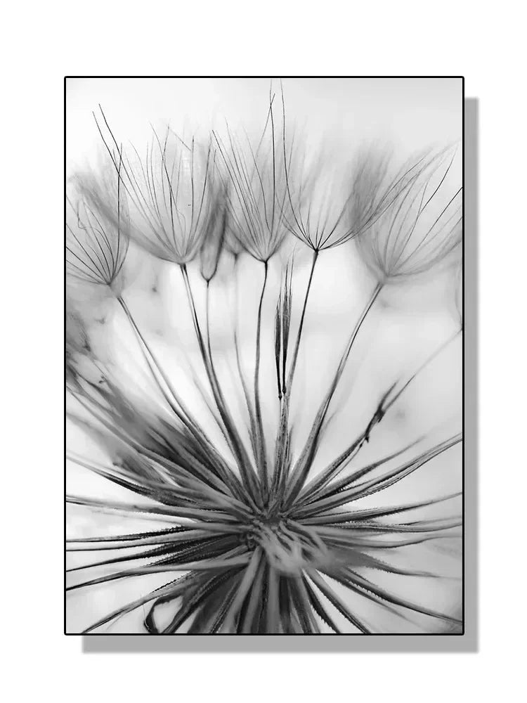 Modern Black and White Plant Dandelion Wall Art Minimalist Print Canvas Painting Posters for Living Room Modern Home Decor