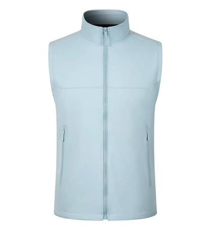 Custom Logo Standing Collar Vest Warm Full Zip Up Sleeveless Jackets Lightweight Outdoor Hiking Vest Man’s Volunteer Waistcoat